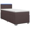vidaXL Boxspring s&auml;ng med madrass och LED M&ouml;rkbrun 90 x 190 cm Tyg