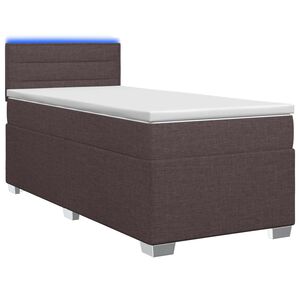 vidaXL Boxspring s&auml;ng med madrass och LED M&ouml;rkbrun 90 x 190 cm Tyg