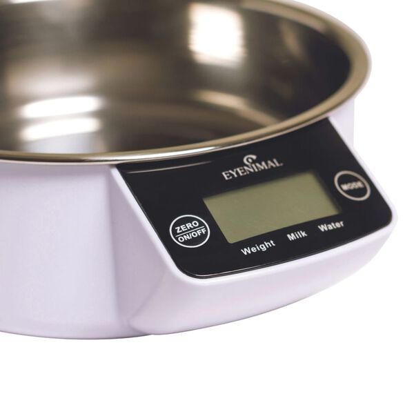 EYENIMAL Matsk&aring;l med inbyggd v&aring;g 1 L vit