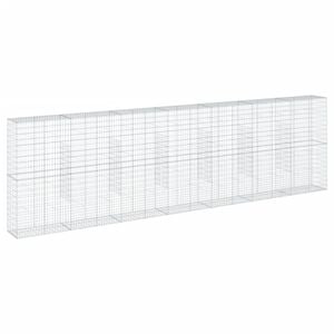 vidaXL Gabionkorg med skydd 700x50x200 cm galvaniserat j&auml;rn