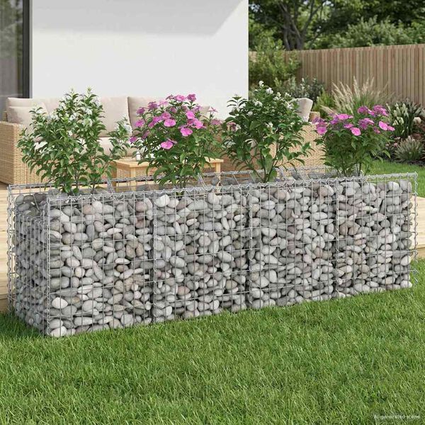 vidaXL Gabion upph&ouml;jd s&auml;ng Silver 200 x 50 x 60 cm Galvaniserat St&aring;l