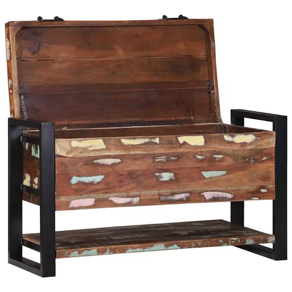 vidaXL Förvaringslåda Flerfärgsdesign Massivt återvunnet trä