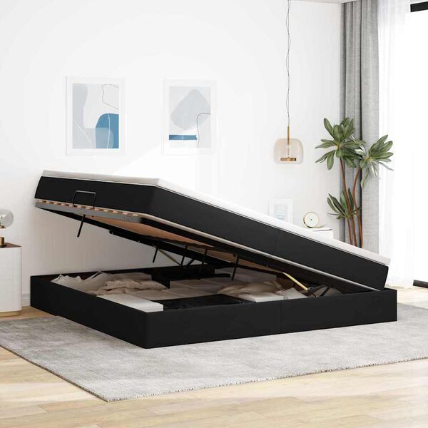 vidaXL F&ouml;rvaringss&auml;ng med madrass Svart 200 x 200 cm Sammet