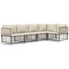 vidaXL Loungegrupp 5 delar med dynor antracit konstrotting
