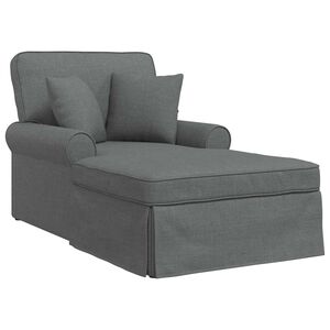 vidaXL Chaise Lounge med Kjol 3 st M&ouml;rkgr&aring; tyg 91 x 157 x 91 cm