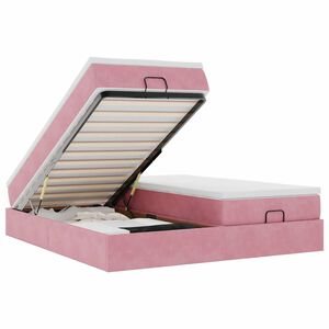 vidaXL Ottoman s&auml;ngram med madrasser rosa 160x200 cm sammet