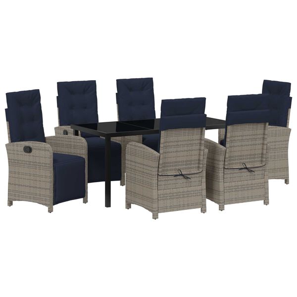 vidaXL Tr&auml;dg&aring;rdsm&ouml;belset med kudde 7 pcs Gr&aring; konstrotting