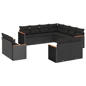 vidaXL Loungegrupp f&ouml;r tr&auml;dg&aring;rden m. dynor 11 delar konstrotting svart