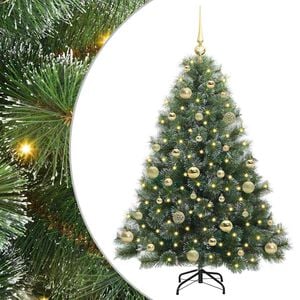 vidaXL Konstgjord julgran med 150 LED-lampor Gr&ouml;n 120 cm PE och PVC
