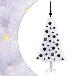 vidaXL Konstgjord julgran med 150 LED-lampor Vit 120 cm PVC och St&aring;l