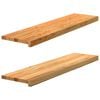 vidaXL Trappstegsmattor 2 pcs ljusbrun 100x30x2 cm massiv ek