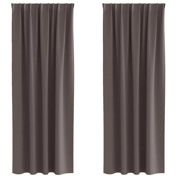vidaXL M&ouml;rkl&auml;ggningsgardiner med Ringar 2 pcs M&ouml;rkbrun 245 x 140 cm