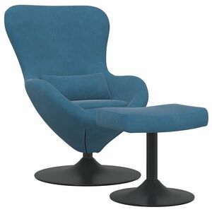 vidaXL &Auml;ggstol med Fotpall with Footstool Bl&aring; Sammet