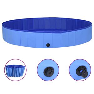 vidaXL Hopf&auml;llbar hundpool bl&aring; 300x40 cm PVC