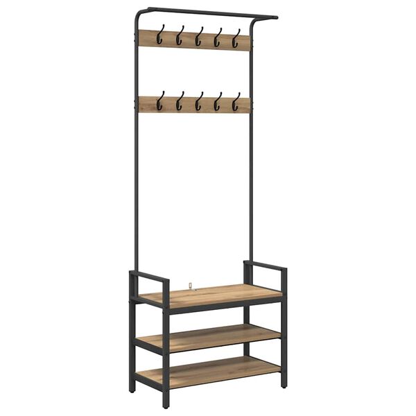 vidaXL Kl&auml;dh&auml;ngare Artisan Ek 75 x 34 x 184 cm Konstruerat tr&auml;