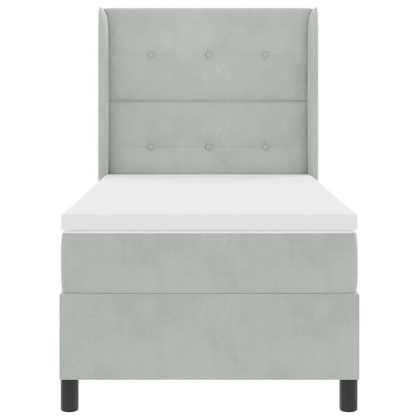 vidaXL B&auml;ddfj&auml;der med madrass Ljusgr&aring; 90 x 190 cm Sammet
