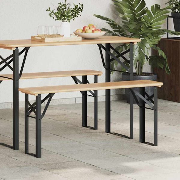 vidaXL &Ouml;lb&auml;nk Ben Svart Pulverlackerat st&aring;l