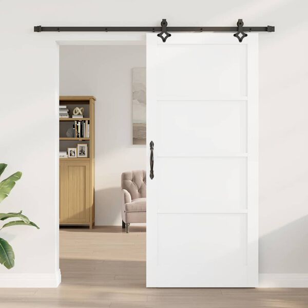 vidaXL Skjutd&ouml;rr Vit och svart 93 x 211 cm Massiv furu