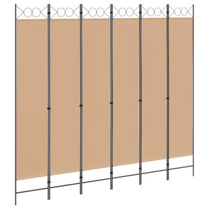 vidaXL 6-panelers rumsavdelare Beige 240 x 220 cm Tyg
