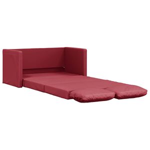 vidaXL Golvb&auml;ddsoffa 2-i-1 vinr&ouml;d 112x174x55 cm konstl&auml;der