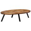 vidaXL Soffbord massiv återvunnen teak oval 120x60x30 cm