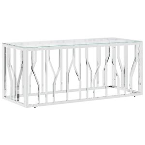 vidaXL Soffbord 110x45x45 cm rostfritt st&aring;l och glas