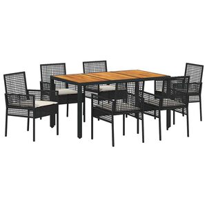 vidaXL Tr&auml;dg&aring;rdsm&ouml;belset 7 pcs Svart konstrotting