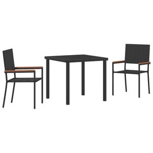 vidaXL Tr&auml;dg&aring;rdsm&ouml;belset med kudde 3 pcs Svart konstrotting