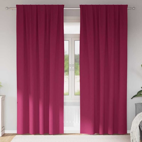 vidaXL Mörkläggningsgardiner med Ringar 2 pcs Vinröd 225 x 140 cm