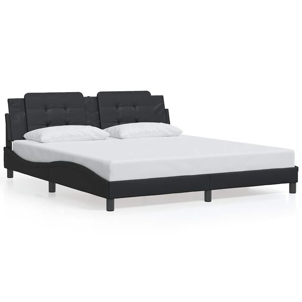 vidaXL Bed Frame without Mattress "Zadar" Black 180x200 cm Faux Leather