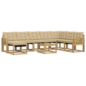 vidaXL Utomhussoffset med kudde 9 pcs Vit och Beige