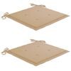 vidaXL Bataviastolar 2 st med beige dynor massiv teak