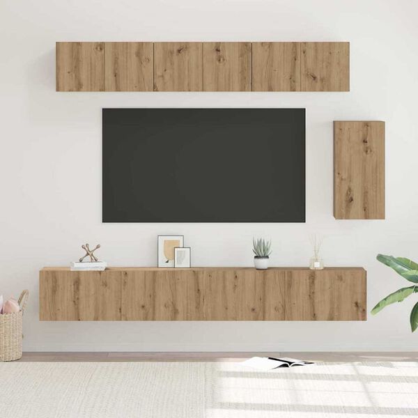 vidaXL TV-b&auml;nkset 6 pcs artisan ek 100 x 30 x 30 cm Konstruerat tr&auml;