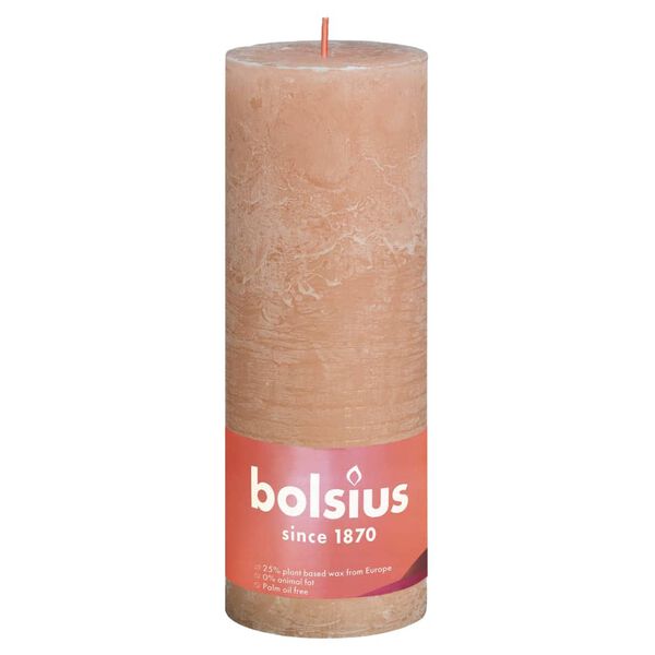 Bolsius Rustika blockljus 4-pack 190x68 mm ljusrosa