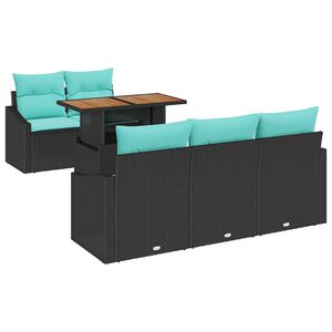 vidaXL Tr&auml;dg&aring;rdsoffset 6 st 5-Antal sittplatser Svart och Teal