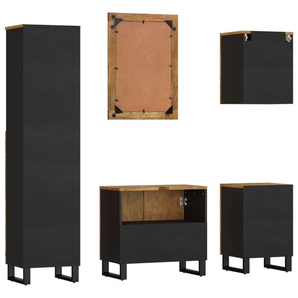 vidaXL Badrumsmöbler 5 delar massivt mangoträ