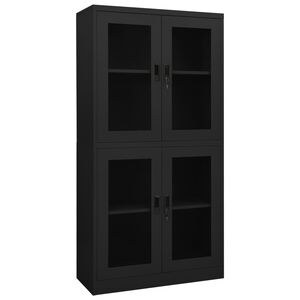 vidaXL Dokumentsk&aring;p antracit 90x40x180 cm st&aring;l och h&auml;rdat glas