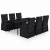 vidaXL Matgrupp för trädgården med dynor 7 delar svart