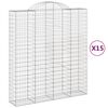 vidaXL Gabioner b&aring;gformade 15 st 200x50x220/240 cm galvaniserat j&auml;rn