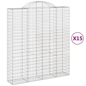 vidaXL Gabioner b&aring;gformade 15 st 200x50x220/240 cm galvaniserat j&auml;rn