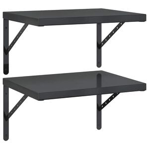vidaXL V&auml;gghyllor 2 st 50x40 cm svart rostfritt st&aring;l
