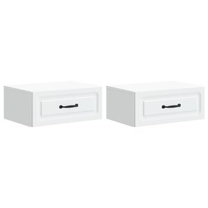 vidaXL V&auml;ggmonterat S&auml;ngbord med l&aring;da 2 pcs Vit 49 x 34,5 x 20 cm