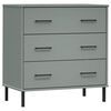 vidaXL Byr&aring; med 3 l&aring;dor OSLO gr&aring; 77x40x79,5 cm massivt tr&auml;