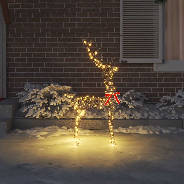 vidaXL 3D ren med 140 LED-lampor Varmvit 70 x 41 x 128 cm Rotting