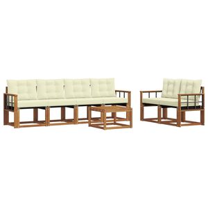 vidaXL Utomhussoffset med kudde 7 pcs Naturlig och Gr&auml;dde