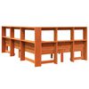 vidaXL S&auml;ng med bokhylla utan madrass vaxbrun 120x200 cm massiv furu