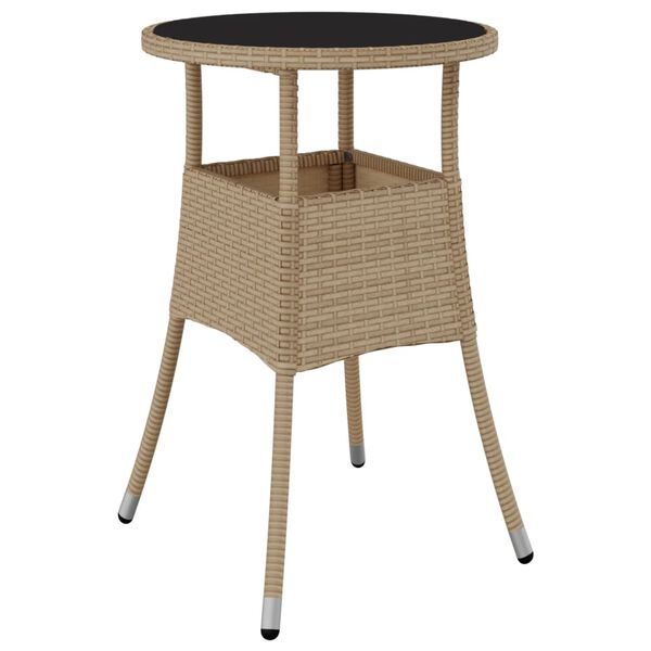 vidaXL Matgrupp f&ouml;r tr&auml;dg&aring;rd med dynor 3 delar beige konstrotting&glas