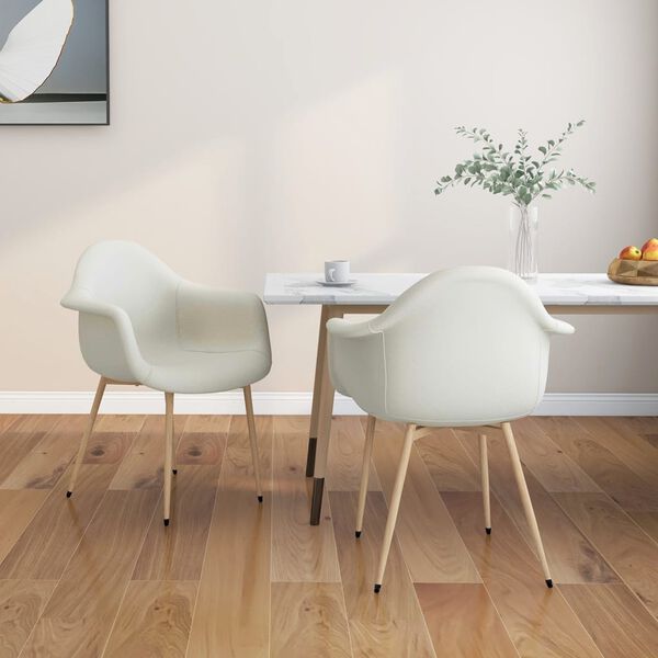 vidaXL Matstolar 2 st gr&auml;ddvit tyg