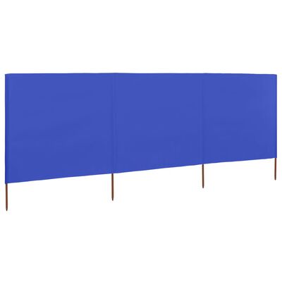 vidaXL Vindskydd 3 paneler tyg 400x80 cm azurblå