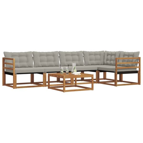 vidaXL Utomhussoffset med kudde 6 pcs Naturlig och Ljus Gr&aring;